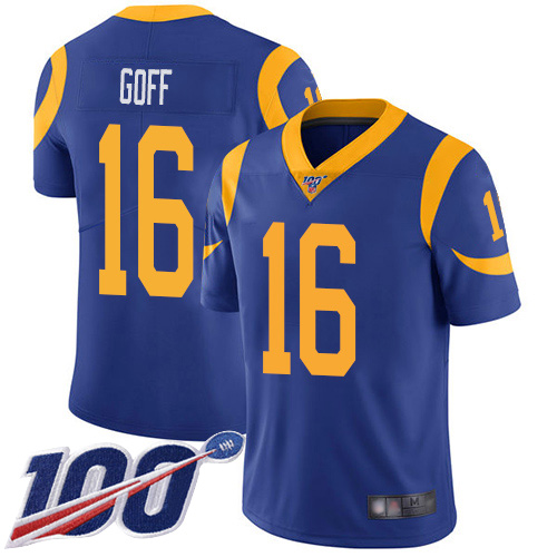 Los Angeles Rams Limited Royal Blue Men Jared Goff Alternate Jersey NFL Football 16 100th Season Vapor Untouchable